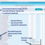 warezcyberlocker Pirate forum search results for new indie film showing more than 300 posts "sharing" download links.
